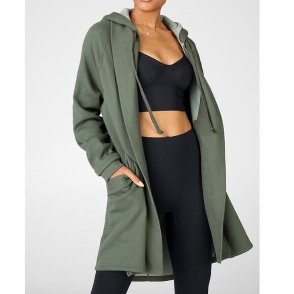 Fabletics Valentina Green Long Open Front Oversized Cardigan Size Small - Picture 1 of 9